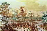 January Canvas Paintings - De Tonty Suing for Peace in the Iroquois Village in January 1680